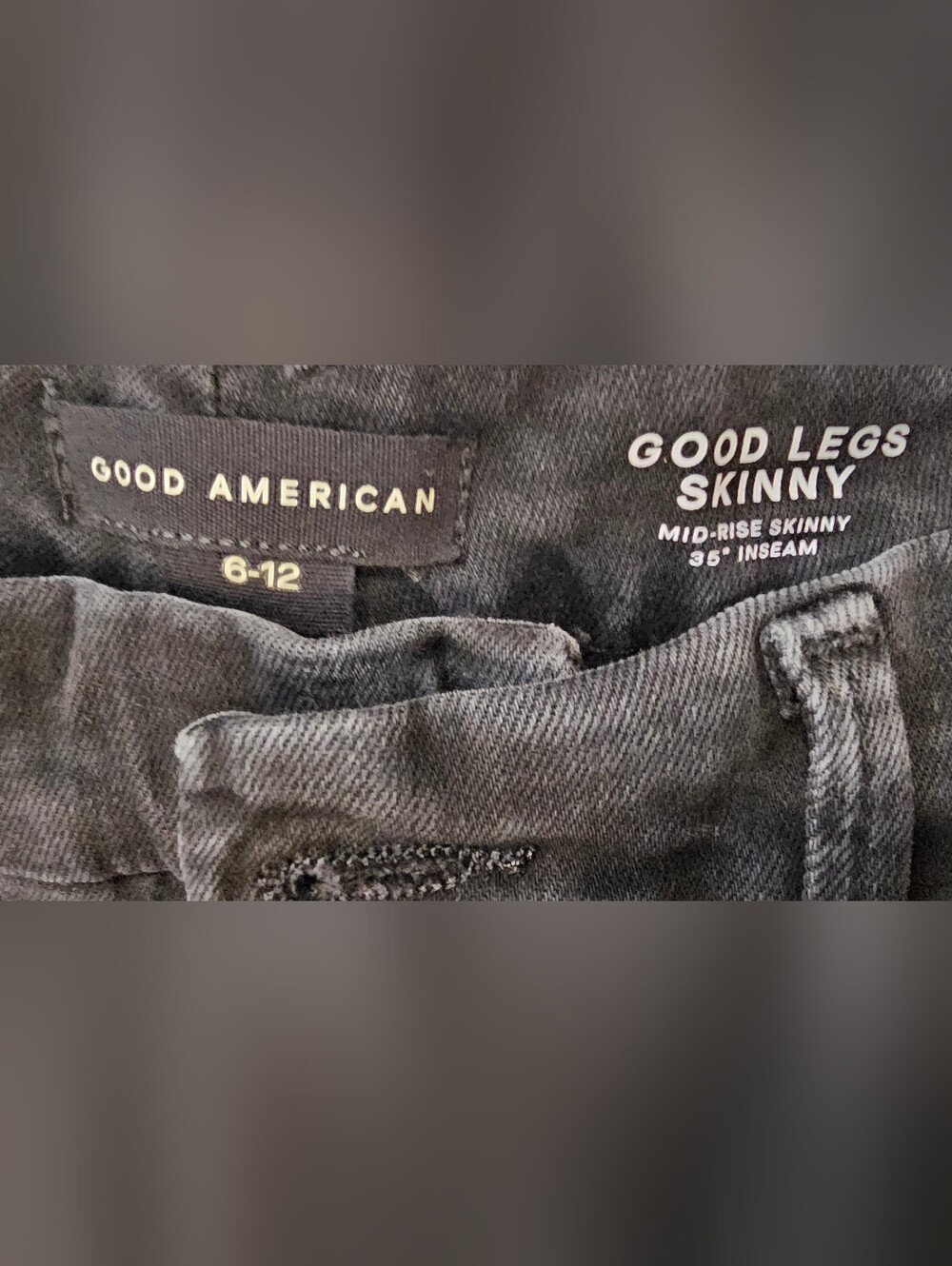 GOOD AMERICAN Good Legs Skinny Jeans NWT Black Wash Slit Hem 35” Stretch Denim - Picture 8 of 9